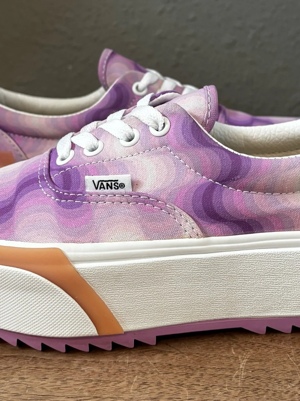Vans Pink & Lavender Wave Pattern Platform Sneakers 7.5